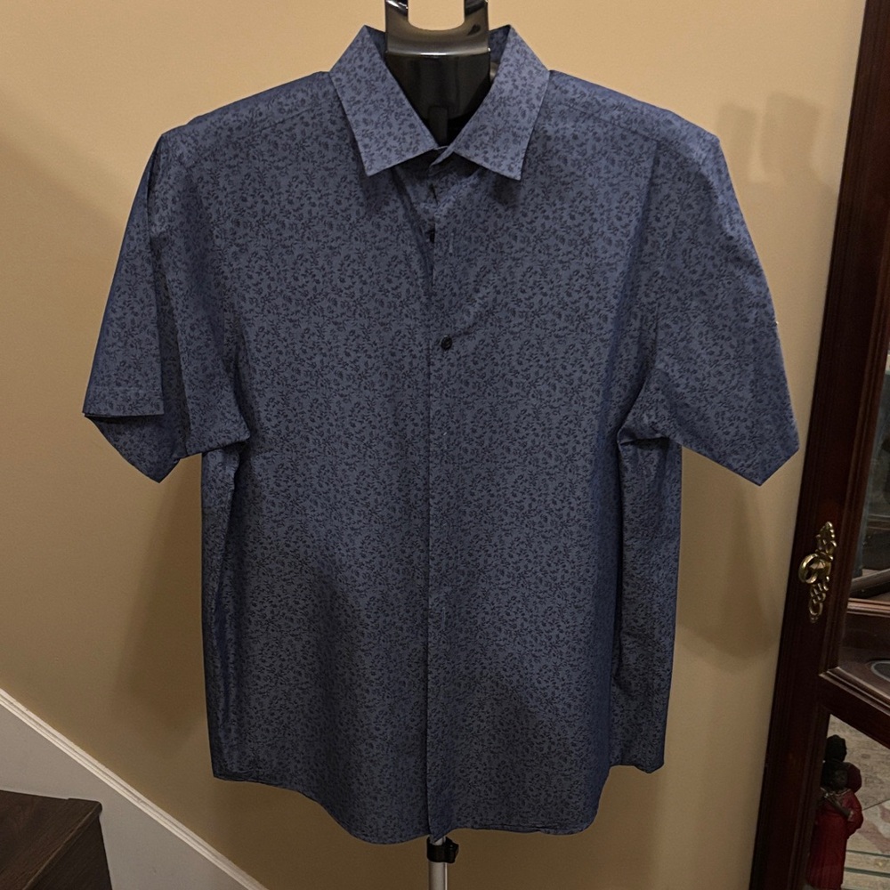 Hart Schaffner Marx Navy Floral Button Down Shirt